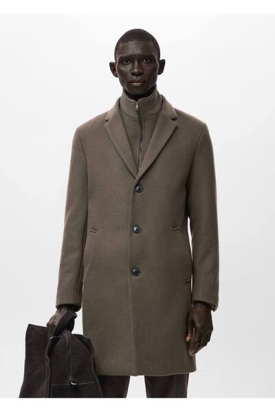 MANGO Man İç yakası çıkarılabilir yün palto