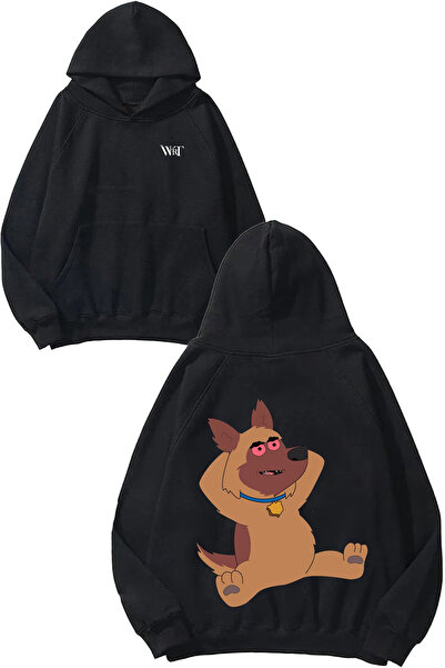 THEWERT سترة بولي بارادايس بولي ديزاين مطبوع سوداء بغطاء رأس