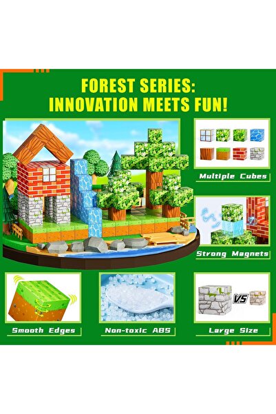 SARALMA Minecraft compatible magnetic building blocks, motor skills, 55 pieces