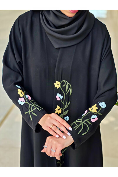 AYA - MWT638 - Black abaya with rose embroidery