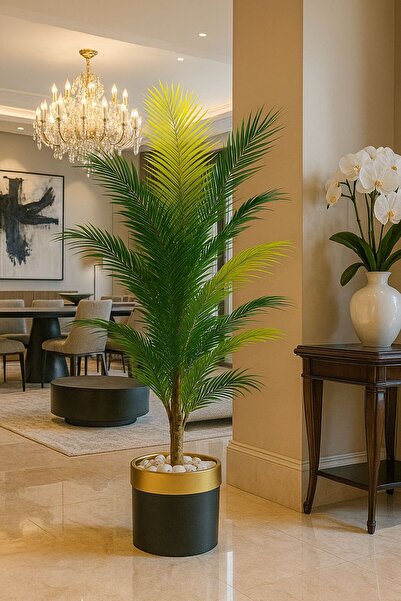 Altun Çiçekcilik Yapay Areka Ağacı 150 cm Lux Metal Saksı Dahildir