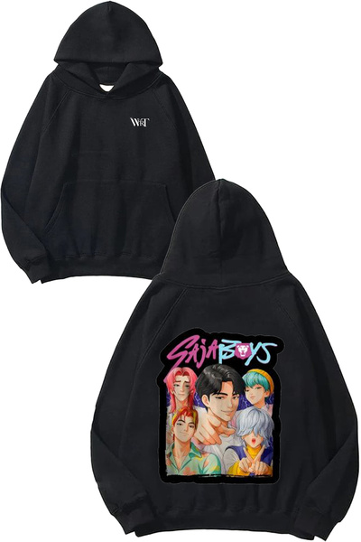 THEWERT Kpop Demon Hunters Gaja Boys Design Rucsac cu imprimeu Negru cu glugă...