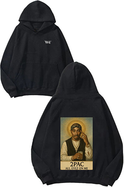 THEWERT 2Pac All Eyez on Me Design Back Printed Black Hooded Sweatshirt