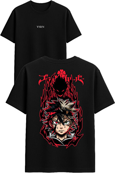 VSRN تي شيرت بتصميم أنمي سول مطبوع أسود قصة فضفاضة
