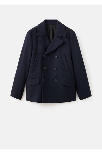 MANGO Man Kruvaze kısa yün palto