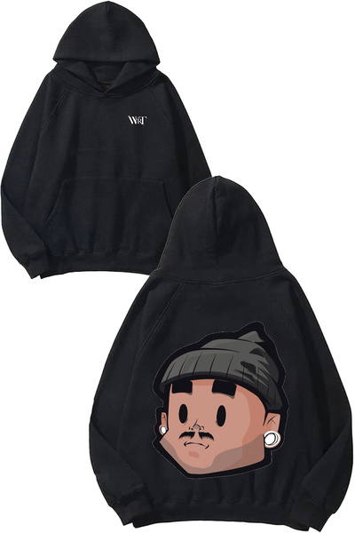 THEWERT Адам Хед 1 Дизайн С качулка, с печат на гърба, черна