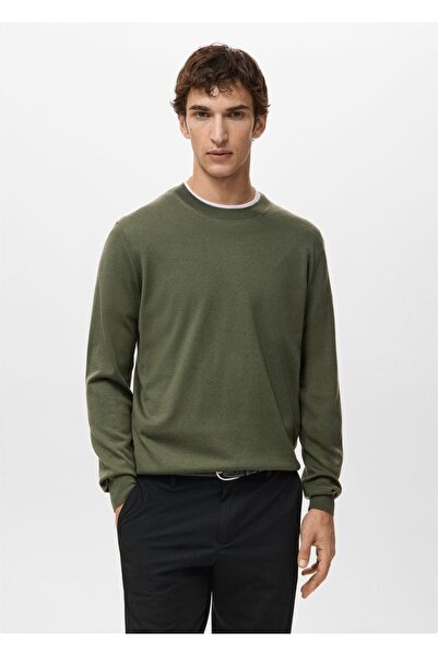 MANGO Man %100 merinos yünü bisiklet yaka kazak