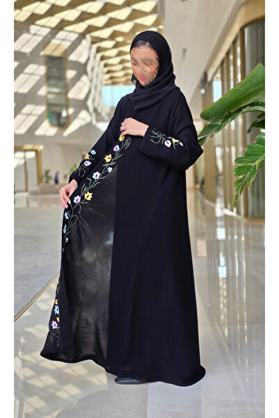 AYA - MWT638 - Black abaya with rose embroidery