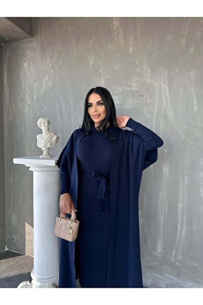 GİYSİ DÜNYASI 57 Triko Fabric Vest Long Sleeve Dress 2 Piece Set