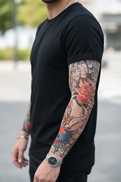 Lavmi Giyilebilir Dövme Çift Kol 2 Adet Kol Çorap Dövmesi Sleeve Tattoo Model85