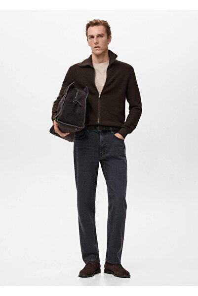 MANGO Man Fermuarlı kalıplı triko hırka