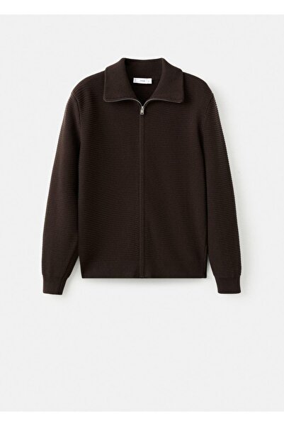 MANGO Man Fermuarlı kalıplı triko hırka