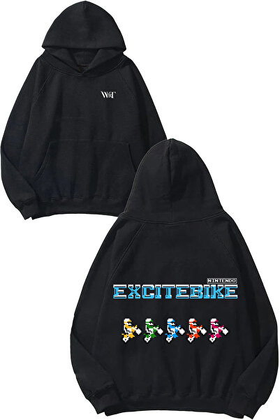 THEWERT Excitebike Design Spate cu imprimeu Negru cu glugă Swea tricou