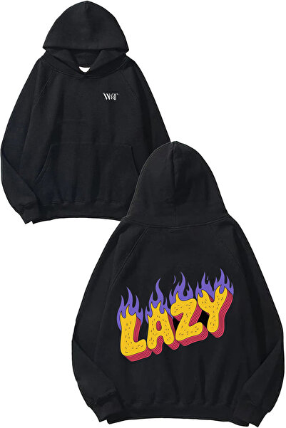 THEWERT Мързелив дизайн, отпечатан на гърба, черна суитшърт с качулка