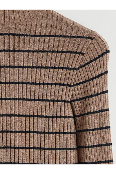 LC Waikiki Özmarka New Season Half Turtleneck Striped Women's Knitwear Sweater