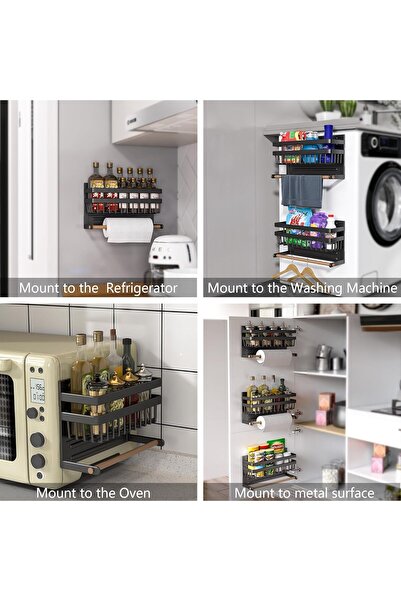 Generic 2 Pack Large Magnetic Spice Rack Refrigerator Organizer Kitchen Shelf Paper Towel Holder