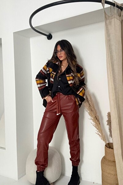 Sohotique By P Elastic Waist Jogger Leather Pants Tile