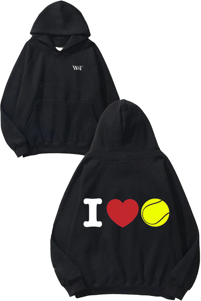 THEWERT Tenis 5 Design Spate cu imprimeu Negru cu glugă Swea tricou