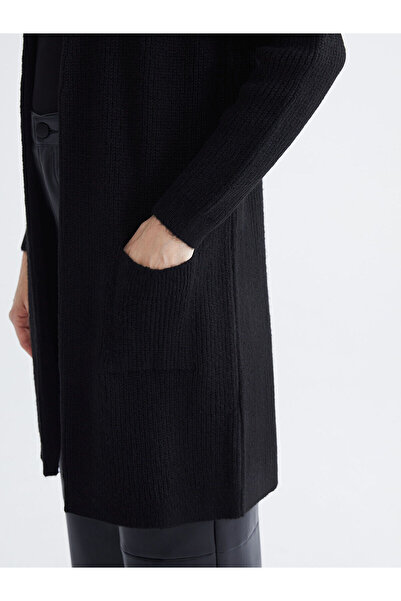 LC Waikiki Black Shawl Collar Women's Knitwear Cardigan