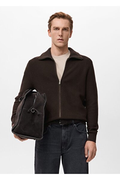 MANGO Man Fermuarlı kalıplı triko hırka