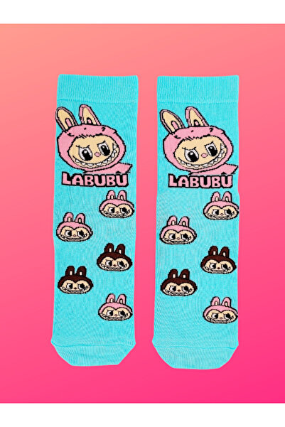 Shuttle Park Специална серия Щастливи цветни чорапи с мотив Labubu Забавни, удобни и стилни чорапи Стилен дизайн Чорапи от трикотаж Сини чорапи