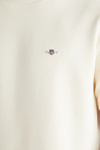 Gant Men's Cream Jacquard C-Neck T-Shirt