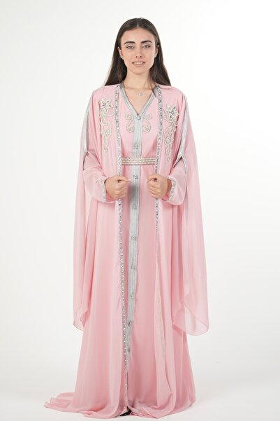 al bent al sharqieh قفطان مغربي شيفون قطعتين مع حزام على الخصر فستان قفطان نسائي