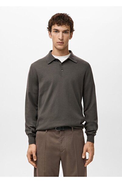 MANGO Man %100 merinos yünü polo kazak