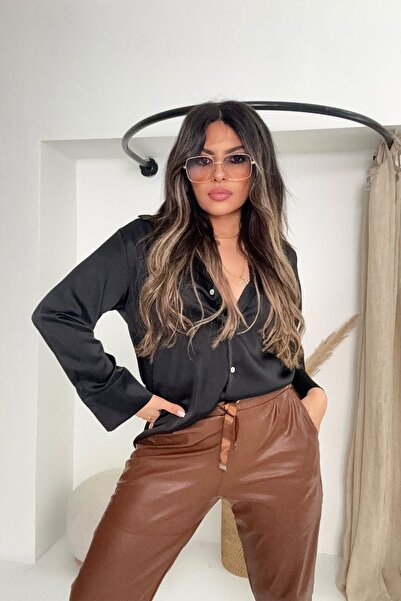 Sohotique By P Elastic Waist Jogger Leather Pants Brown