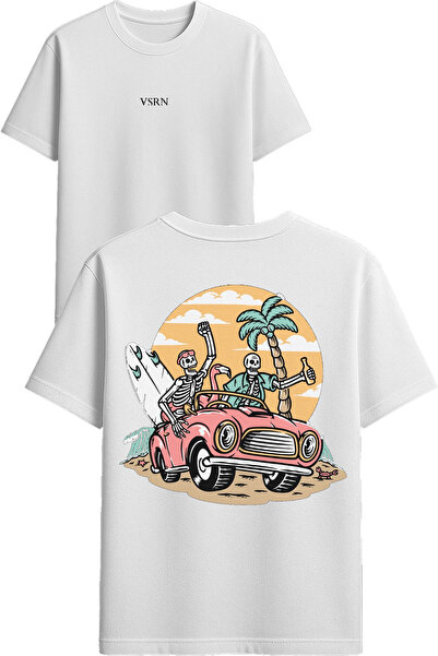VSRN Tricou oversize alb cu imprimeu design de sărbători Agayla
