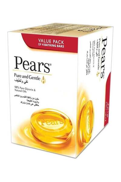 Pears Pure & Gentle Bathing Soap Bar, Pack of 4 X 125G