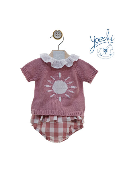 yoedu Spanish baby set: pink sweater shirt with briefs