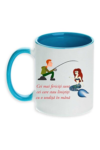 CRD PRINT Personalized fishermen mug — "The happiest are those who sit quietly with a fishing rod..." (light