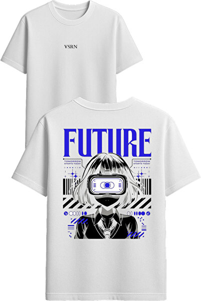 VSRN Bela oversize majica sa štampanim dizajnom Future Design