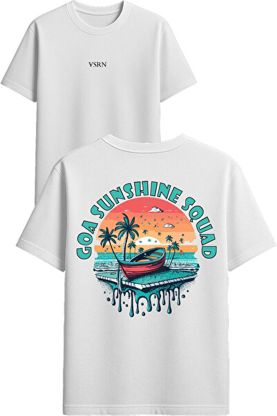 VSRN تي شيرت جوا صن شاين سكواد تصميم مطبوع أبيض قصة فضفاضة