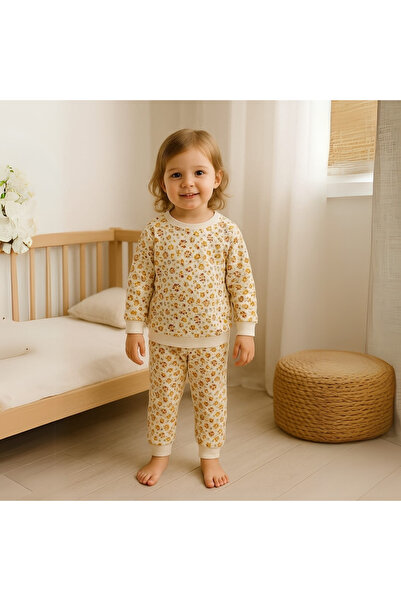 Çiçek Desenli Pamuklu Bebek Pijama Takımı