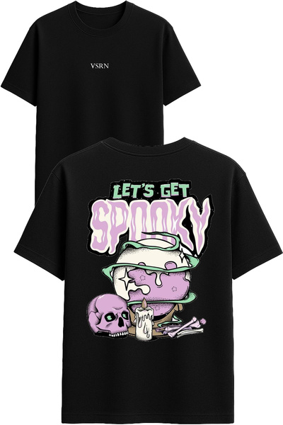 VSRN Să facem un tricou negru supradimensionat cu imprimeu design spookv.