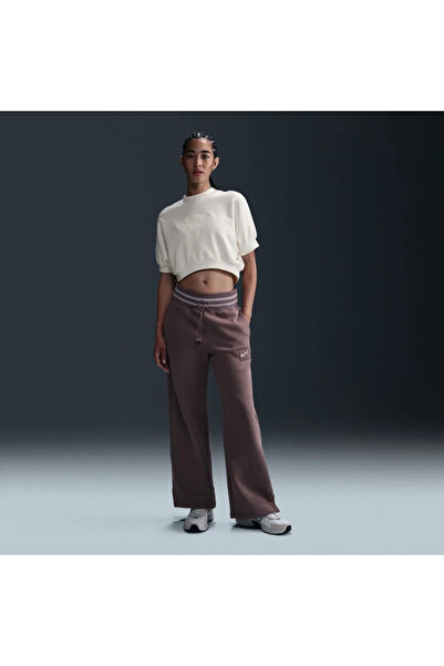 Nike Collection SS Fleece Crew Kadın Beyaz Tişört