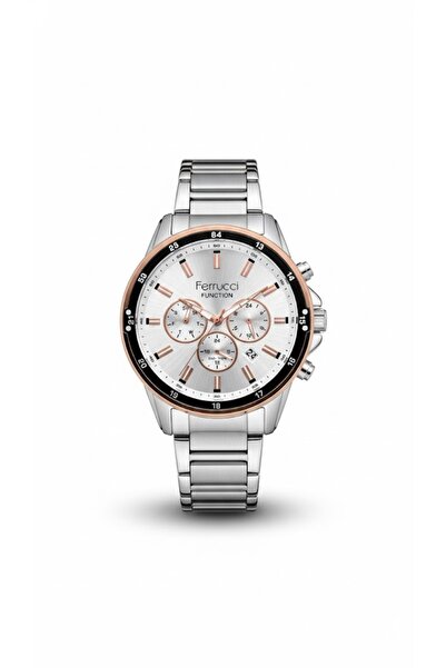 Ferrucci ساعة يد رجالية فضية اللون، مينا معدني - سوار معدني أنيق، ضمان لمدة ع...