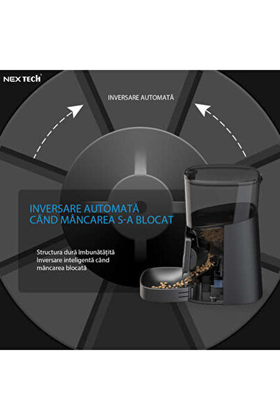 NEX Hrănitor automat pentru animale TECH (câini și pisici) - WiFi, înregistrare vocală, programabil prin aplicație, alimentare dublă, 6L