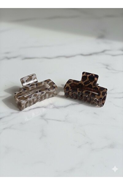 bettin tasarım 2-Piece Leopard Pattern Small Hairpin Women's Hair Clip 5 cm Durable Clip Model Hair Holder Accessory
