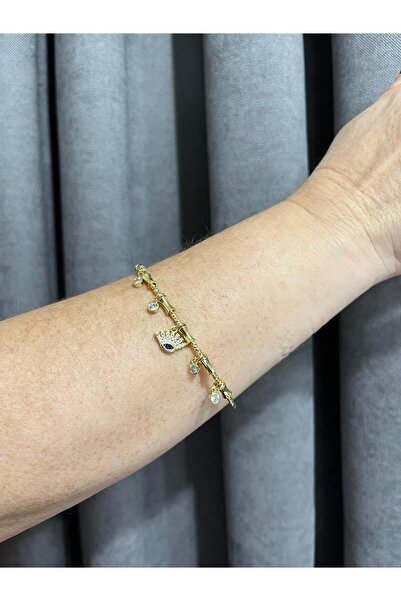 DENİZ ERKUL JEWELRY سوار نسائي من الفولاذ المقاوم للصدأ بلون ذهبي |   مقاوم ل...