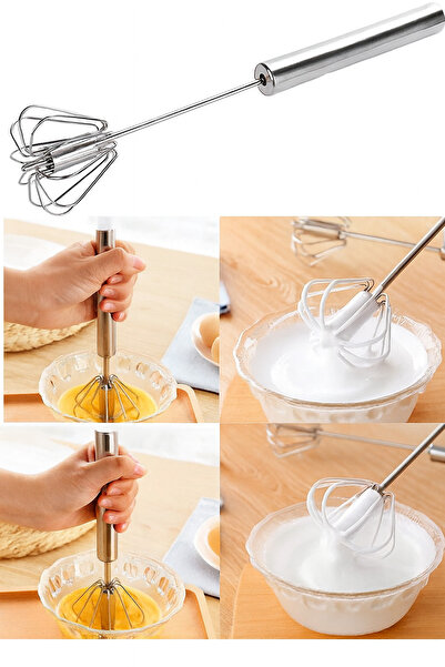 BOSSİO Stainless Steel Automatic Beater – Practical, Durable, and Easy-To-Use Manual Mixer