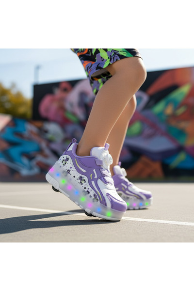 BURUNİ Işıklı Patenli Ayakkabı Kız Çocuk, Tekerlekli Spor Ayakkabı, LED Işıkl...