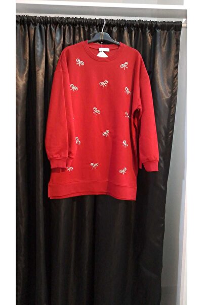 azram Bowknot Sequin and Pearl Embroidered Hijab Tunic