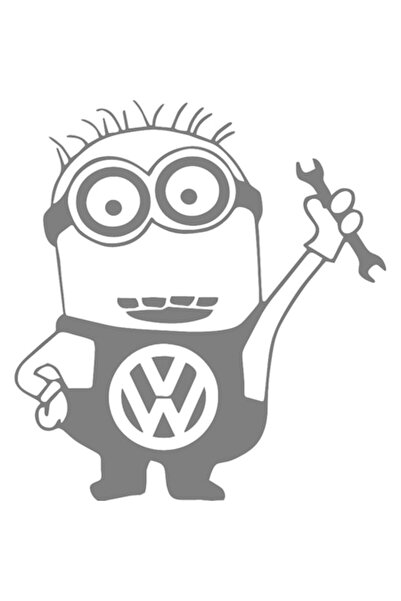 Oracal Car sticker "Minion mechanic at Volkswagen", 18x17cm, gray