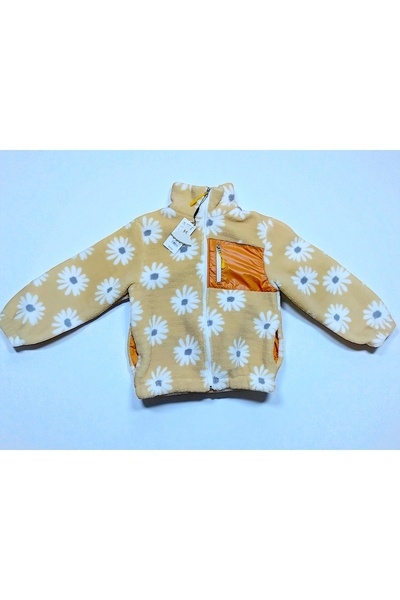 MİLAYS LİFE HOME COLLECTİON Girl's 9-11 Years Old Welsoft 3-Pocket Daisy Pattern Zippered Jacket
