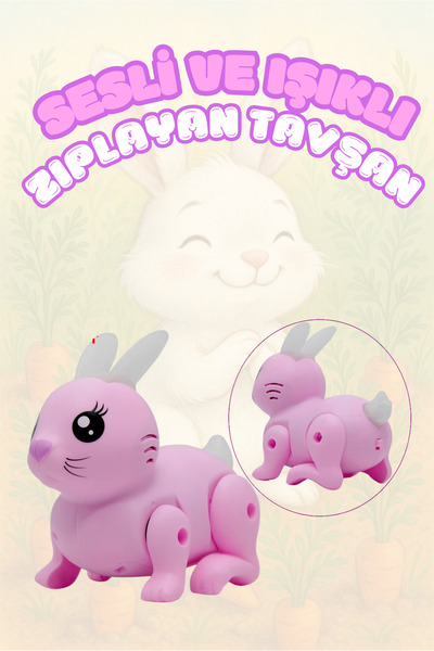 welcomein Oyuncak Hareketli Pilli Müzikli Ve Işıklı Sevimli Zıpzıp Tavşan Kuy...