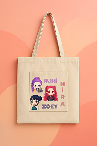 lovver Kpop Demon Hunters Zoey, Rumi, Mira Geantă de pânză imprimată cu desig...