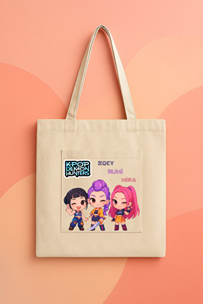 lovver Kpop Demon Hunters Zoey,Rumi,Mira Özel Tasarımlı Baskılı Kanvas Çanta,...